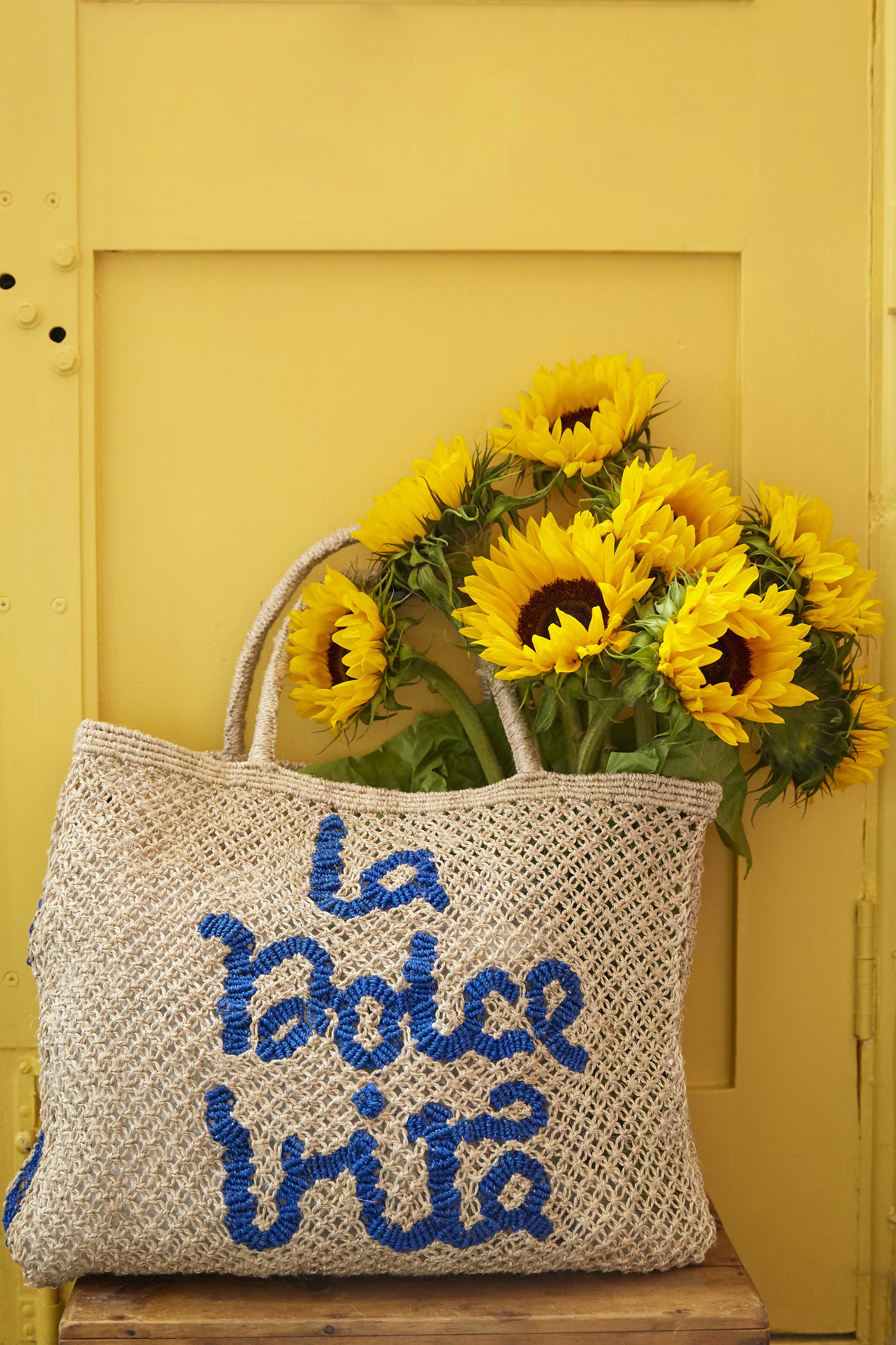 The Jacksons Small Woven Soleil Tote Bag - Yellow - One Size