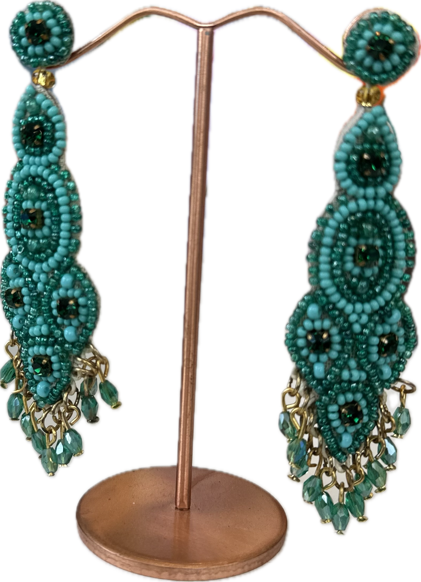Turquoise Long Beaded Earrings