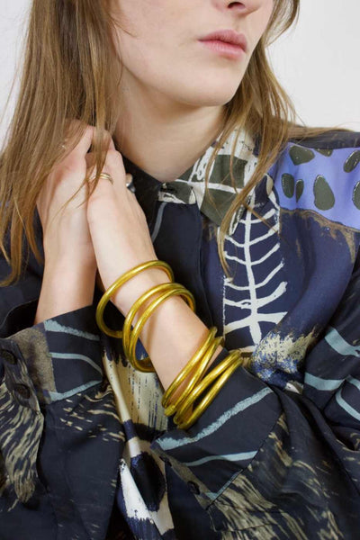 Mantra Thick Gold Bracelet