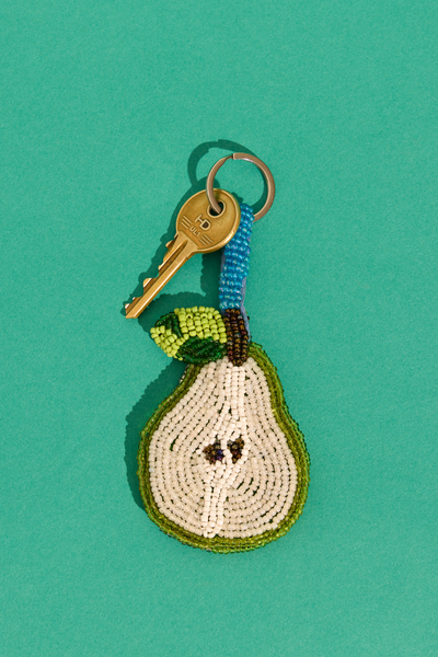 Pear beaded charm keyring