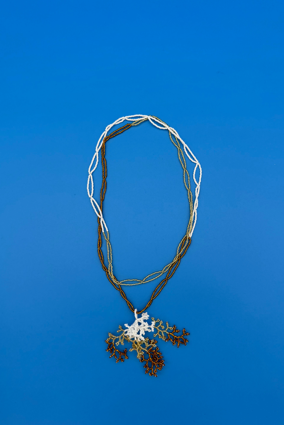 Coral Beaded Pendent Necklace