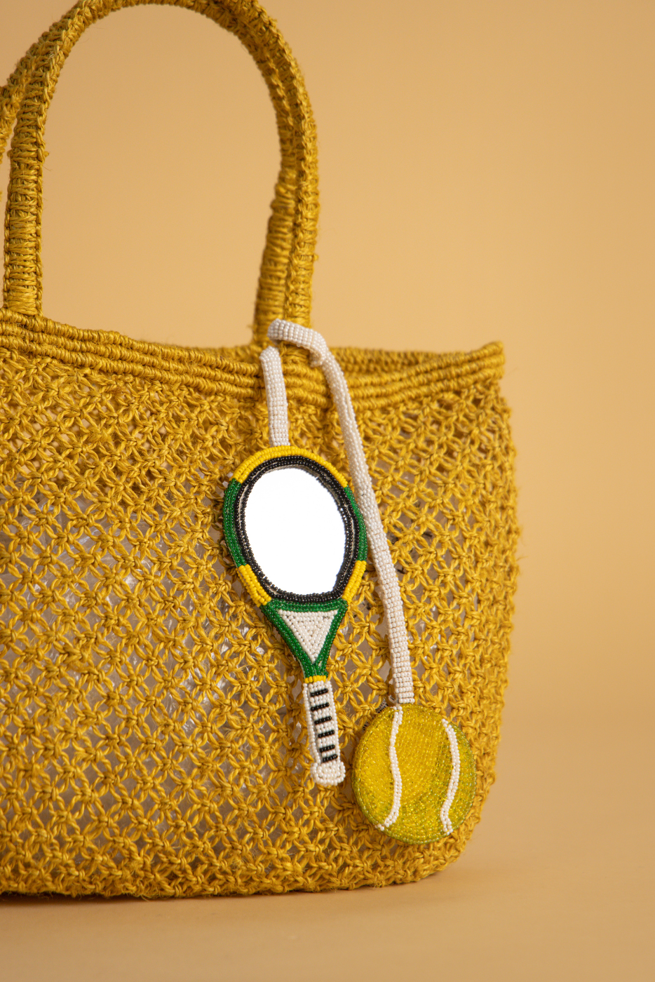 Tennis Ball and Racket with Mirror Bag Charm