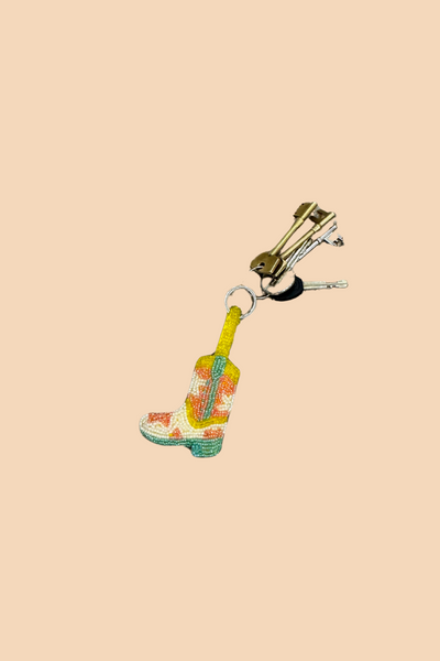 Cowboy Boot Mini Beaded Keyring