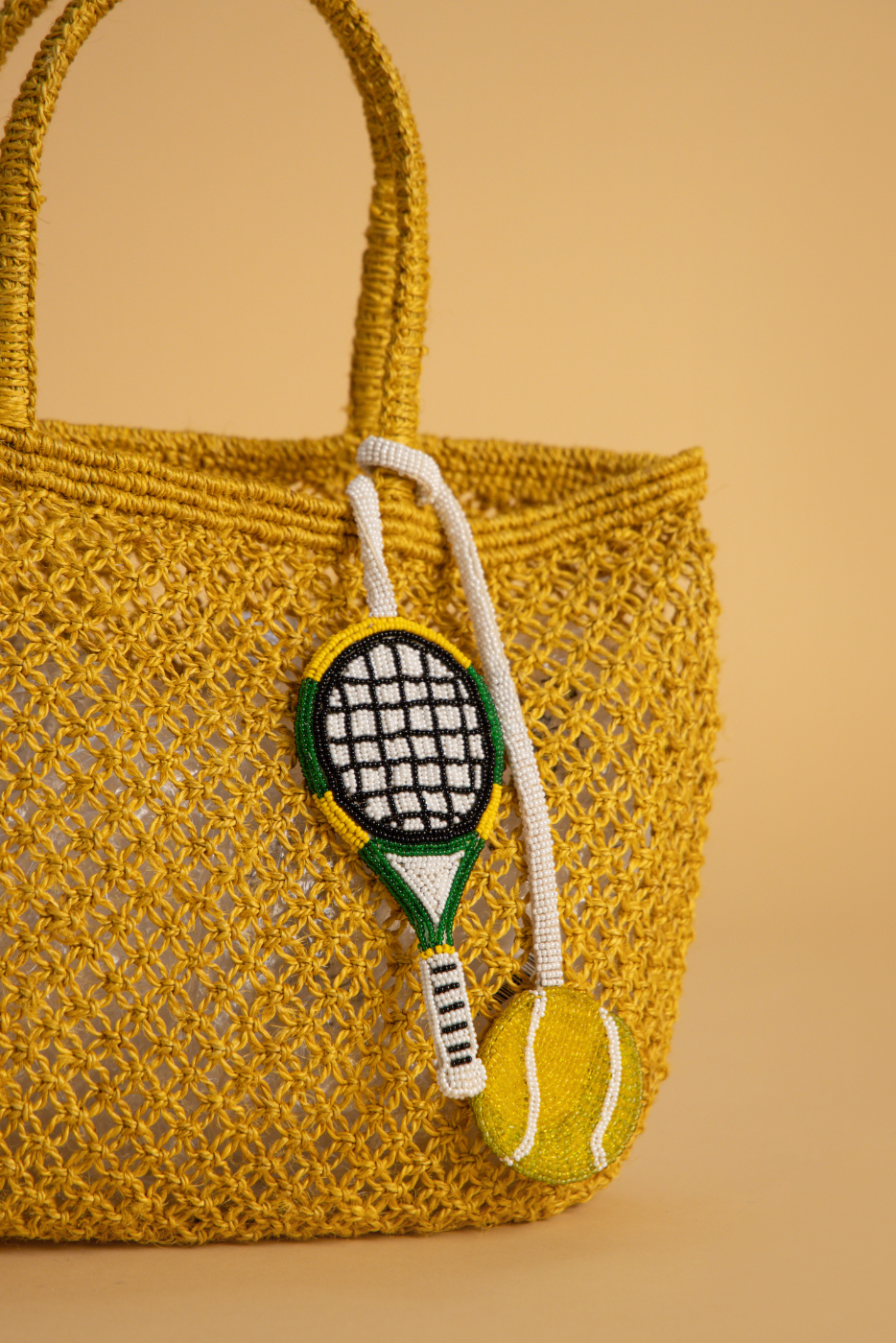 Tennis Ball and Racket with Mirror Bag Charm