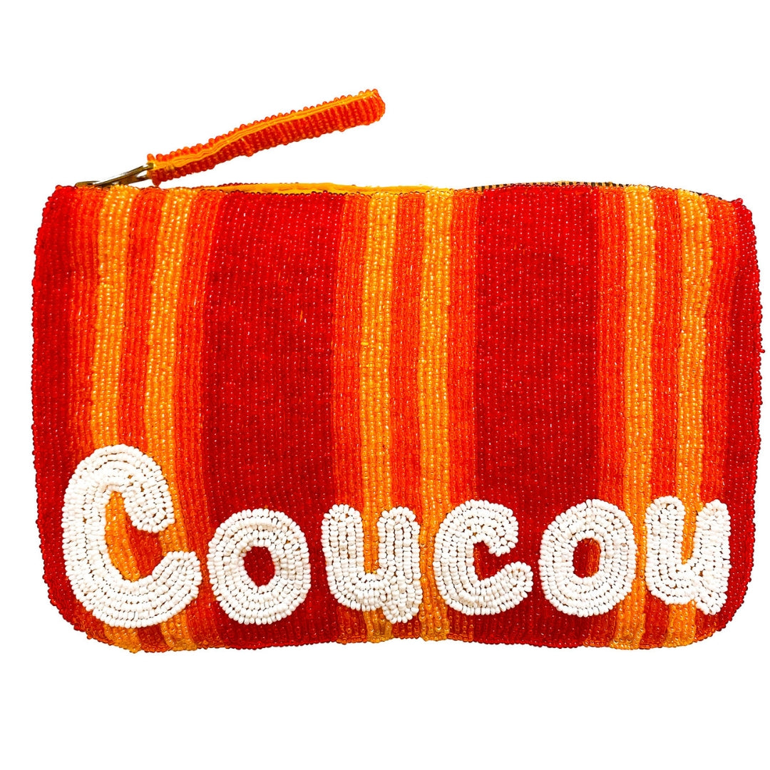 Coucou beaded clutch - Oranges and white