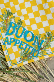 buon appetito block print embroidered napkins