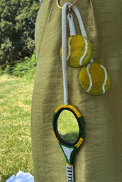 Tennis Ball and Racket with Mirror Bag Charm