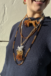 Coral Beaded Pendent Necklace