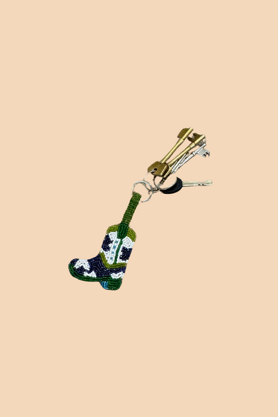 Cowboy Boot Mini Beaded Keyring
