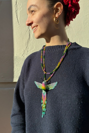 Hummingbird Beaded Pendent Necklace