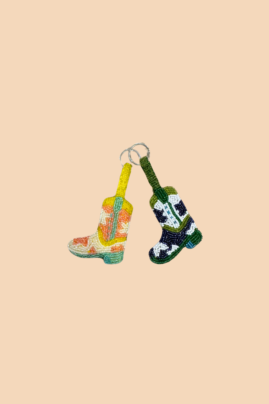 Cowboy Boot Mini Beaded Keyring