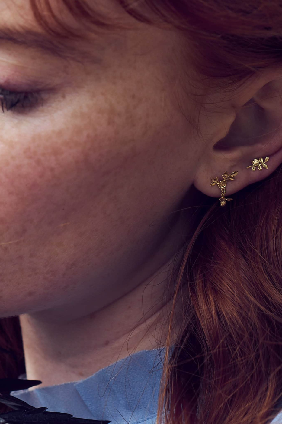 gold leaf stud earring 