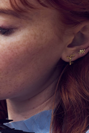 gold leaf stud earring 