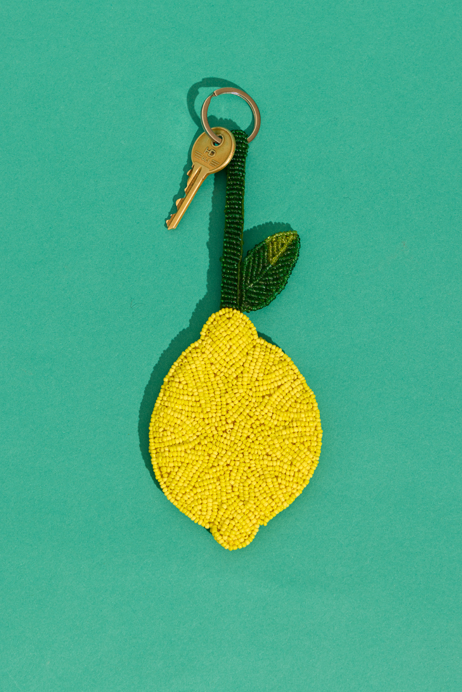 Lemon beaded charm keyring