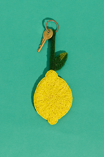 Lemon beaded charm keyring