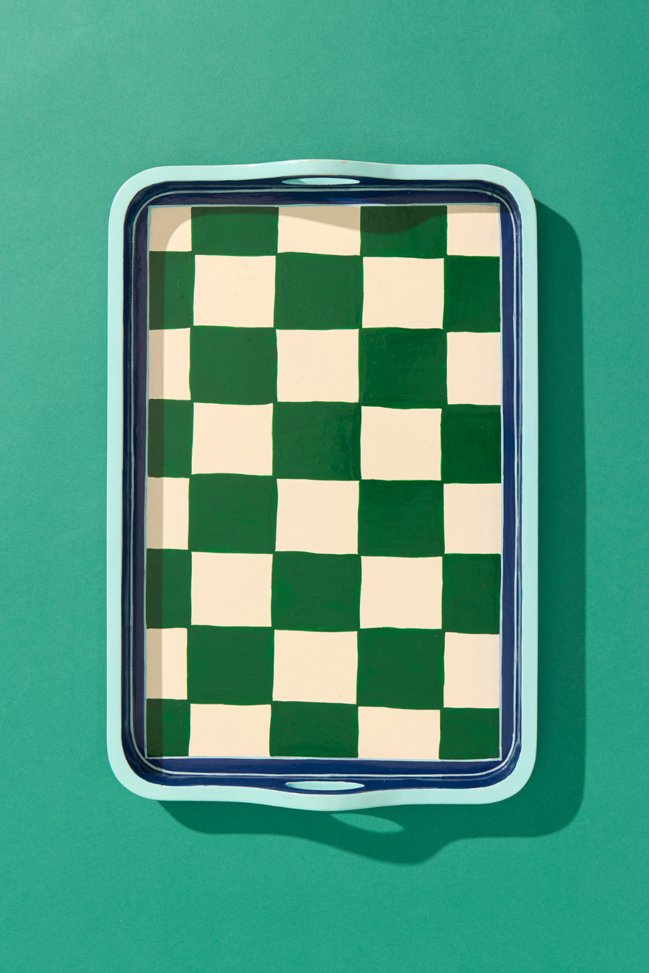 Checkerboard Handpainted Tray - Green