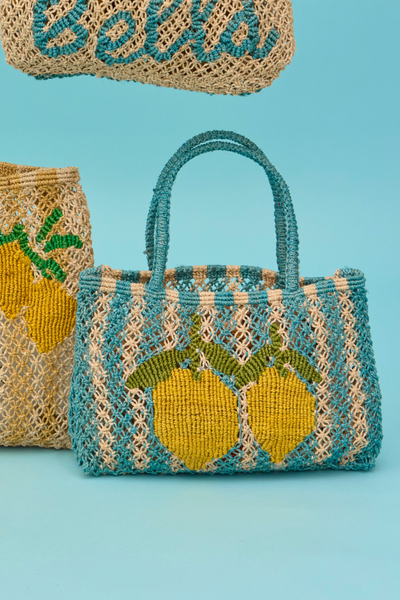 Lemon Pair - Sky blue stripe, yellow and green