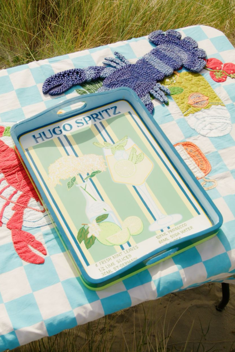 hand painted wooden hugo spritz tray