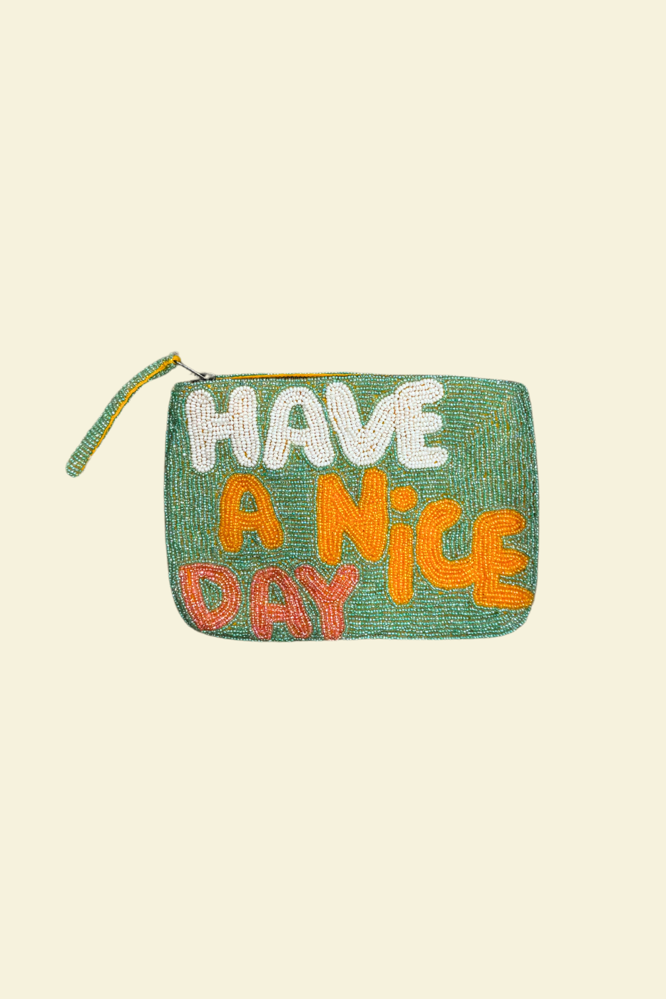 Have a nice day mini beaded clutch