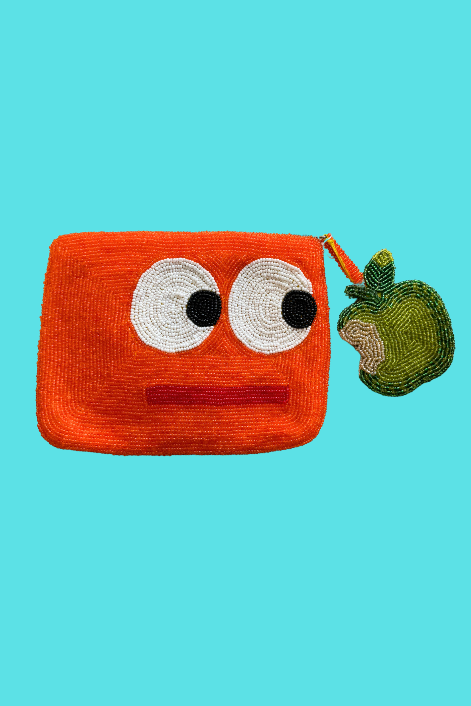 Big eyes mini clutch with apple charm - Orange