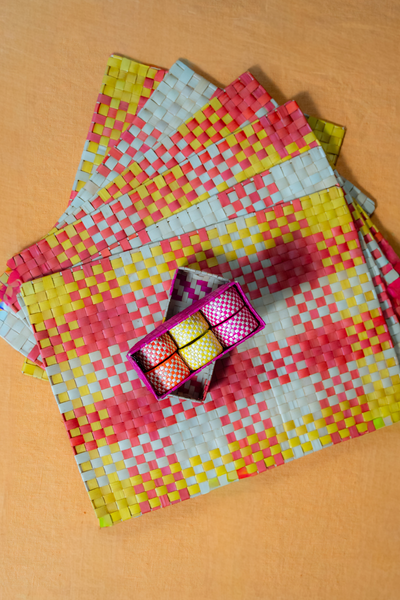 Red Reed Placemats & Napkin Rings - Set of 6 for each