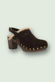 Choco Velour Heeled Clog