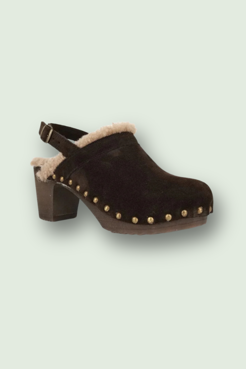 Choco Velour Heeled Clog
