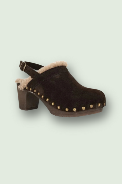 Choco Velour Heeled Clog