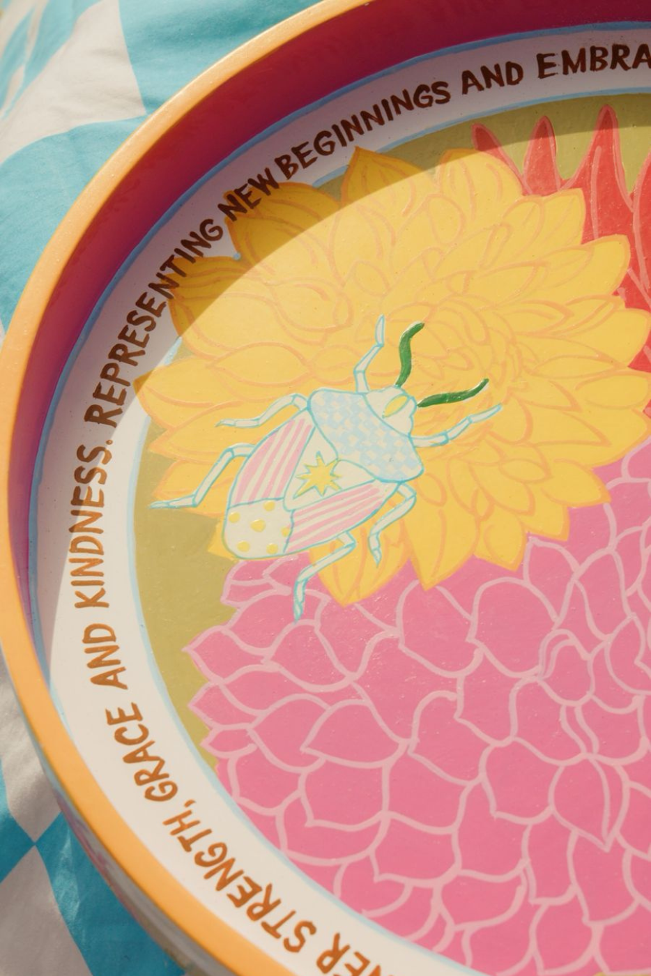dahlia wooden painted tray