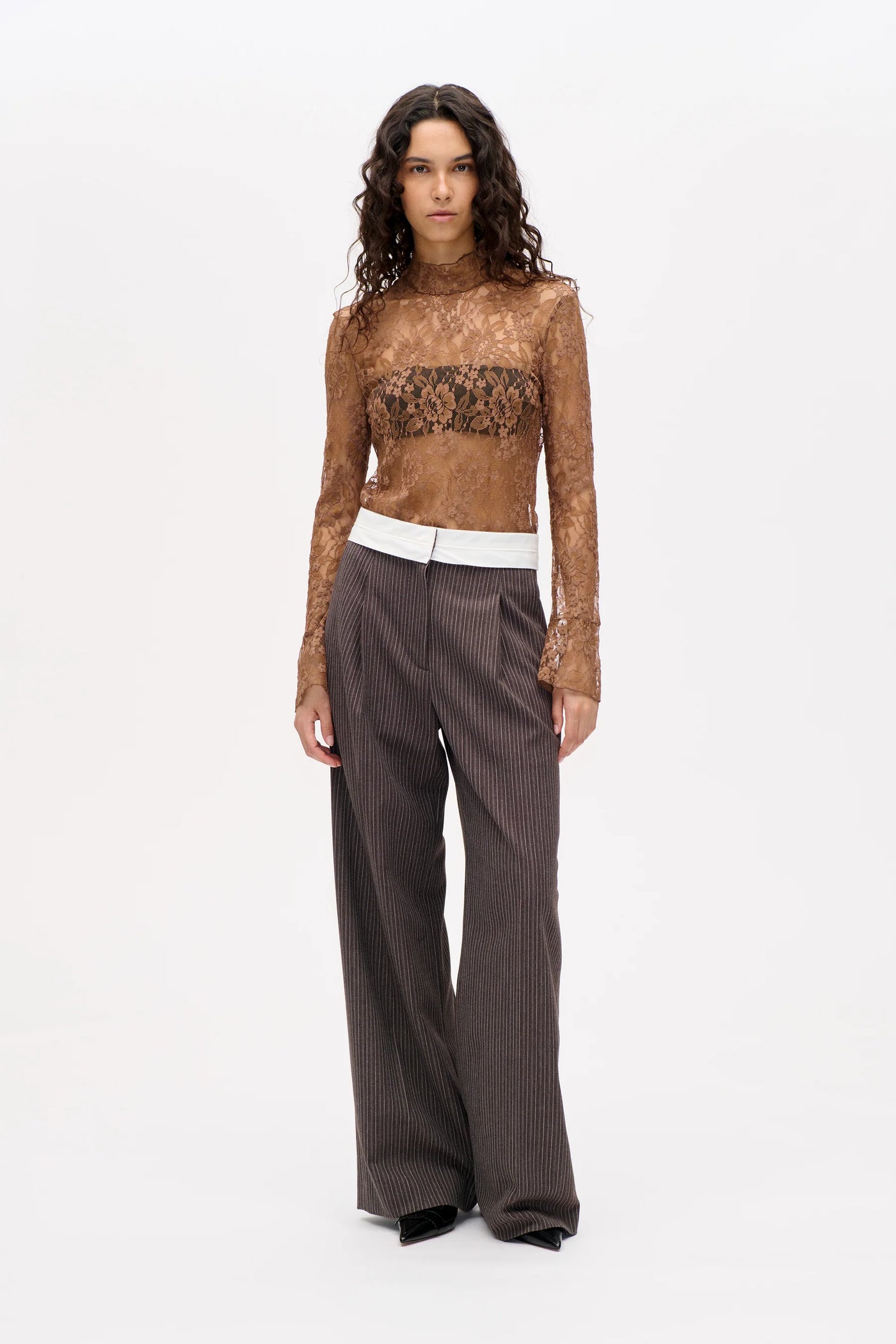 Neyat Brown Pinstripe Trousers