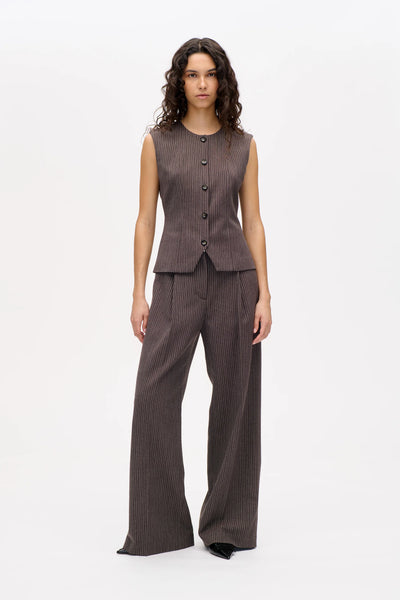 Menea Brown Pinstripe Vest