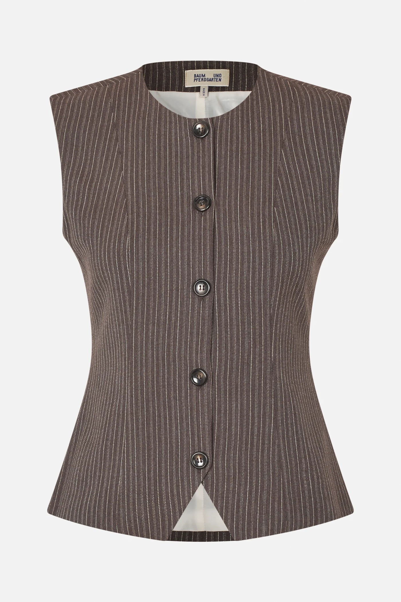 Menea Brown Pinstripe Vest
