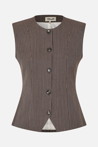 Menea Brown Pinstripe Vest