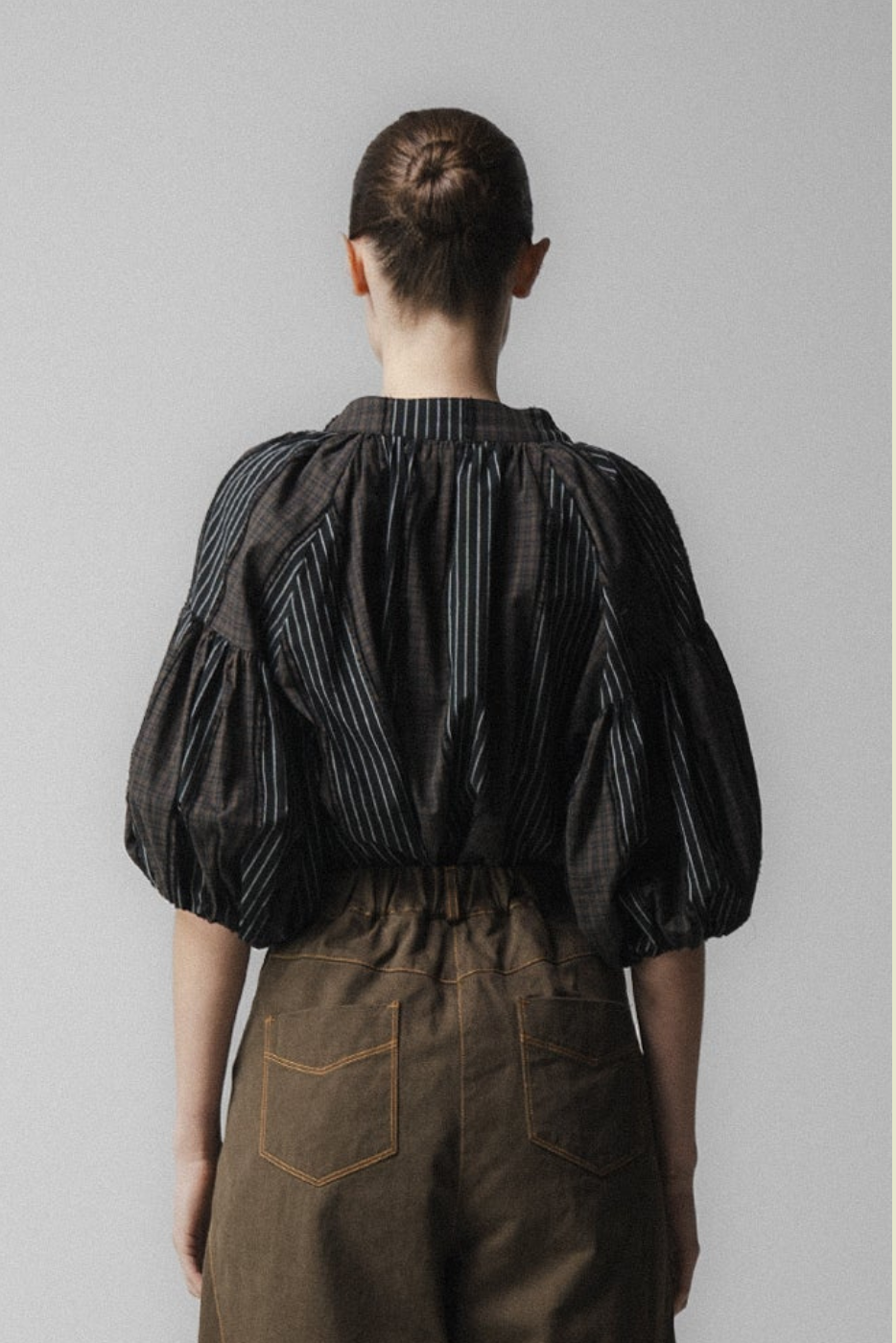 Brown Stripe Check Volume Shirt