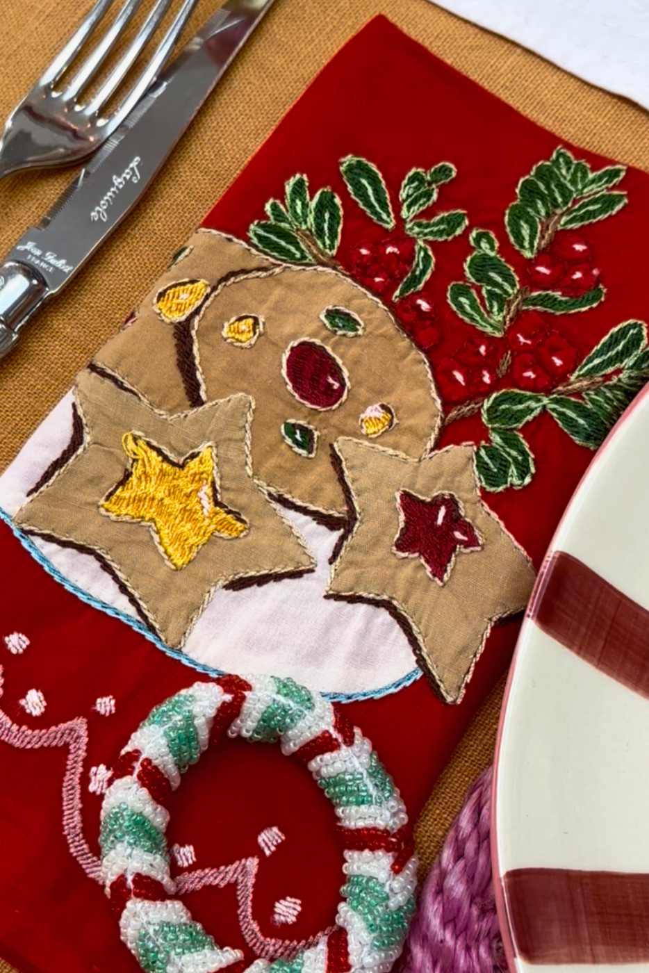 Happy Everything Embroidered Napkins