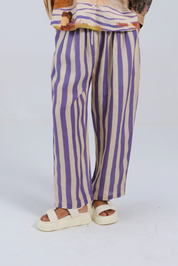 Purple Stripe Drawstring Trousers