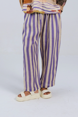 Purple Stripe Drawstring Trousers