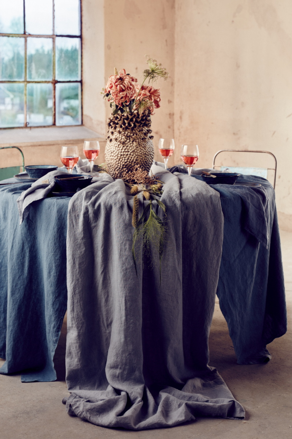 Linen Navy Tablecloth