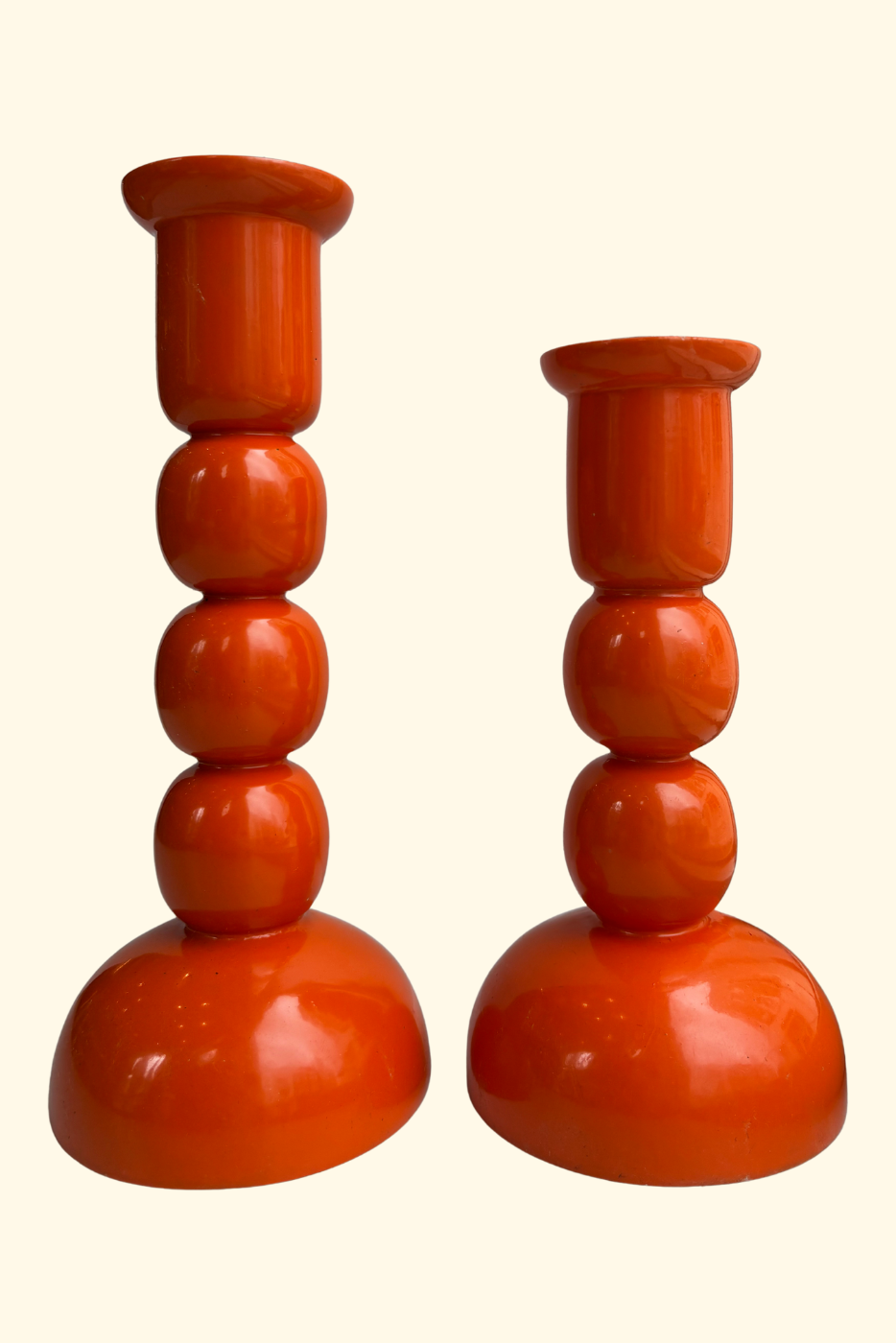 Wooden Candlestick - Sunset Orange