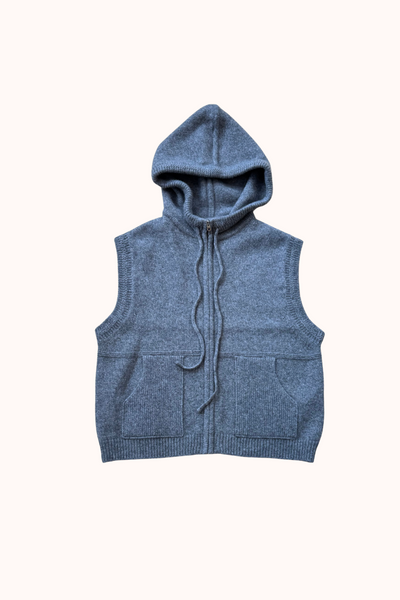 Charcoal hood zip up vest