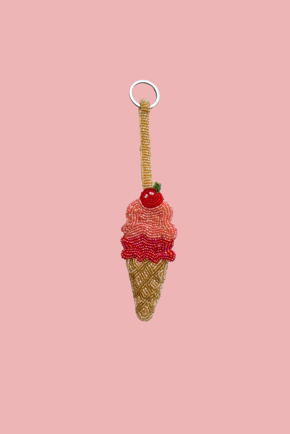 Ice cream beaded charm keyring