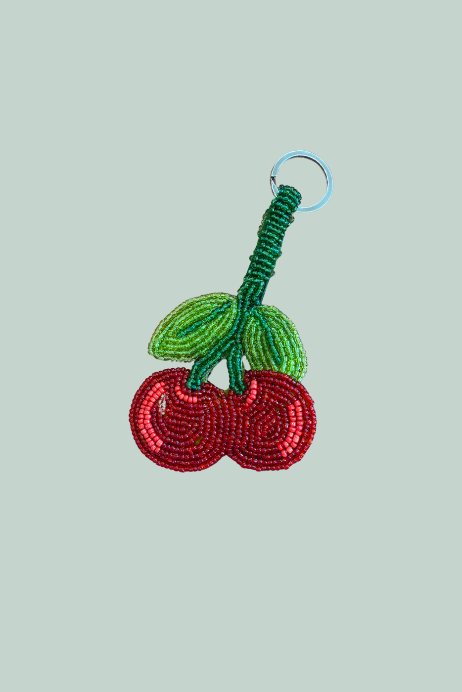 Cherry Beaded Keyring