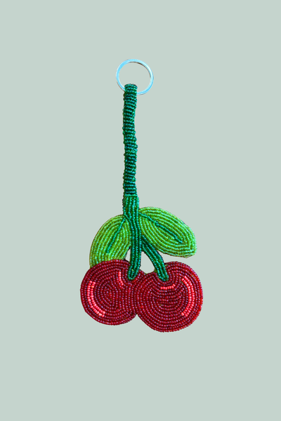 Cherry Beaded Keyring