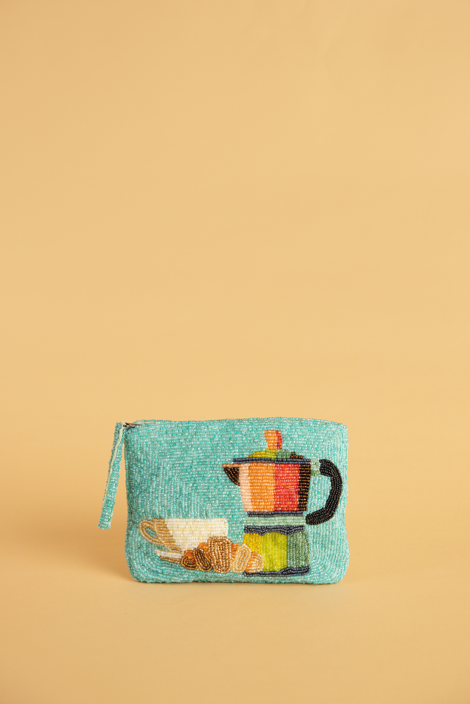Coffee and Croissant Beaded Purse