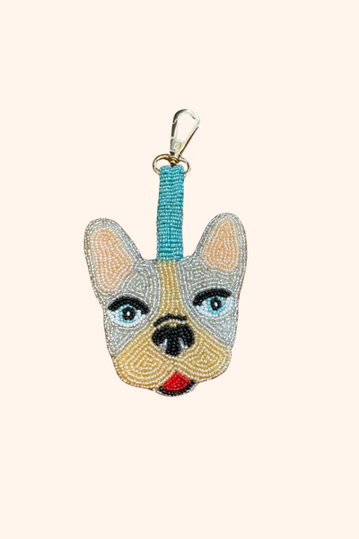 French Bulldog Beaded Charm Keyring