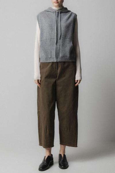 Charcoal hood zip up vest