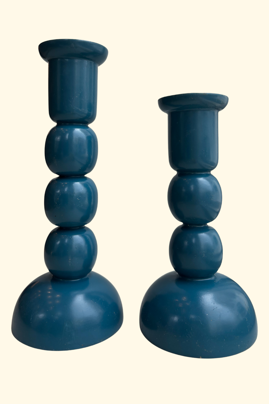 Wooden Candlestick - Ocean Blue
