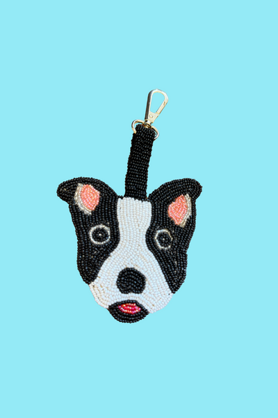 French Bulldog Beaded Charm Keyring