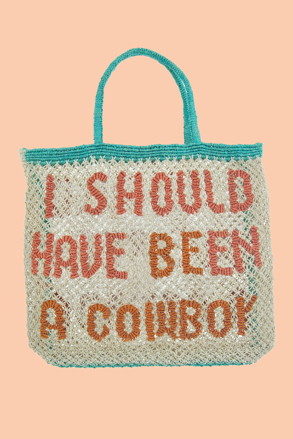 I Should Have been a Cowboy - Natural with peach and aqua