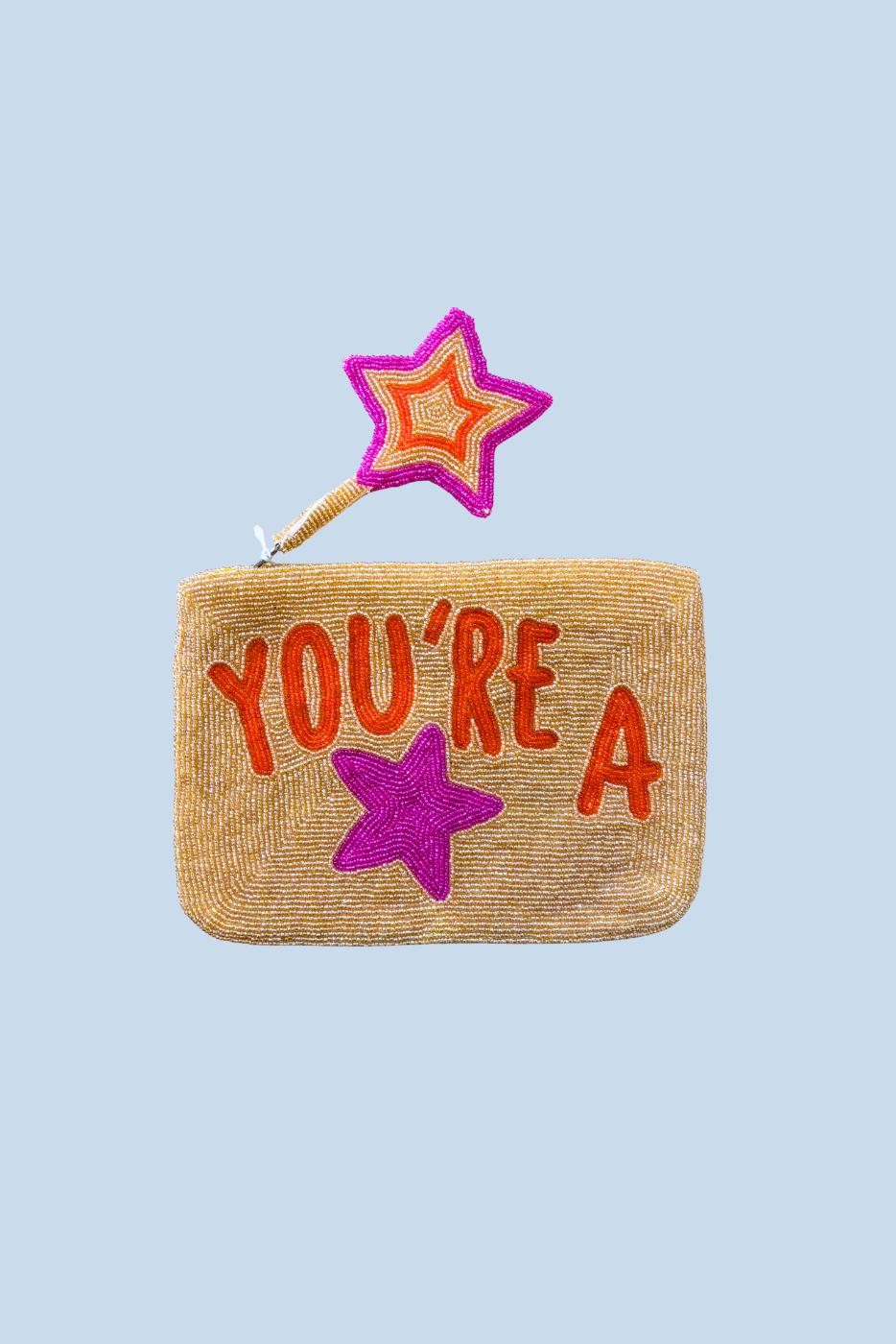 You're a Star Beaded Clutch with Star Zipper